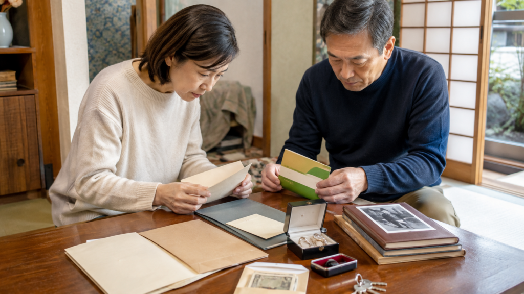 実家じまい前に重要書類や貴重品を確認する家族